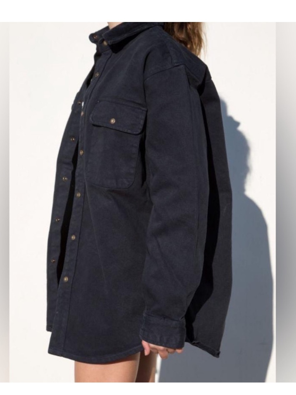 Brandy Melville (John Galt) Nancy Shacket S Navy Blue Cordoury Collar Barn Jacke
